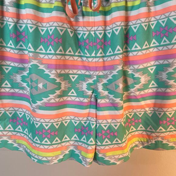 Chubbies Classic Swim Trunk The En Fuegos in Teal Geometric Men's SZ Large 5.5" - Picture 4 of 15